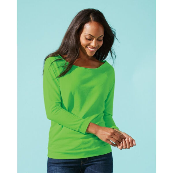 Women's Terry Raw Edge Three-Quarter Sleeve Raglan Thumbnail